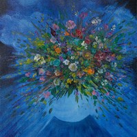 Explosion of flowers olio su tela, 57 x 67 cm