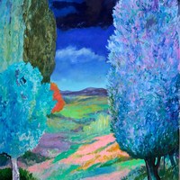 Night in Provence, olio su tela, 111 x 80 cm