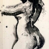 Nudo di donna, tecnica mista su cartoncino, 54,5 x 72 cm