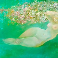 Flower hair, olio su tela, 68 x 100 cm